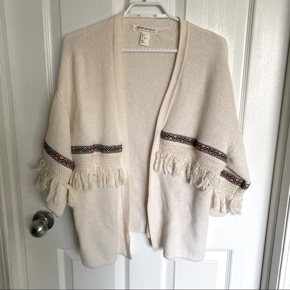 H&M Coachella Collection Cardigan Open Poncho Boho Fringe - Picture 2 of 4